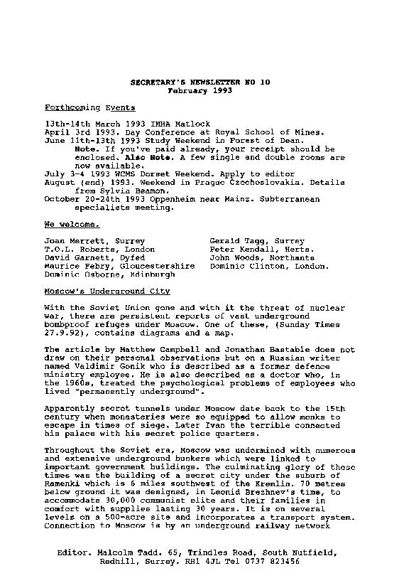 Secretarys Newsletter 10